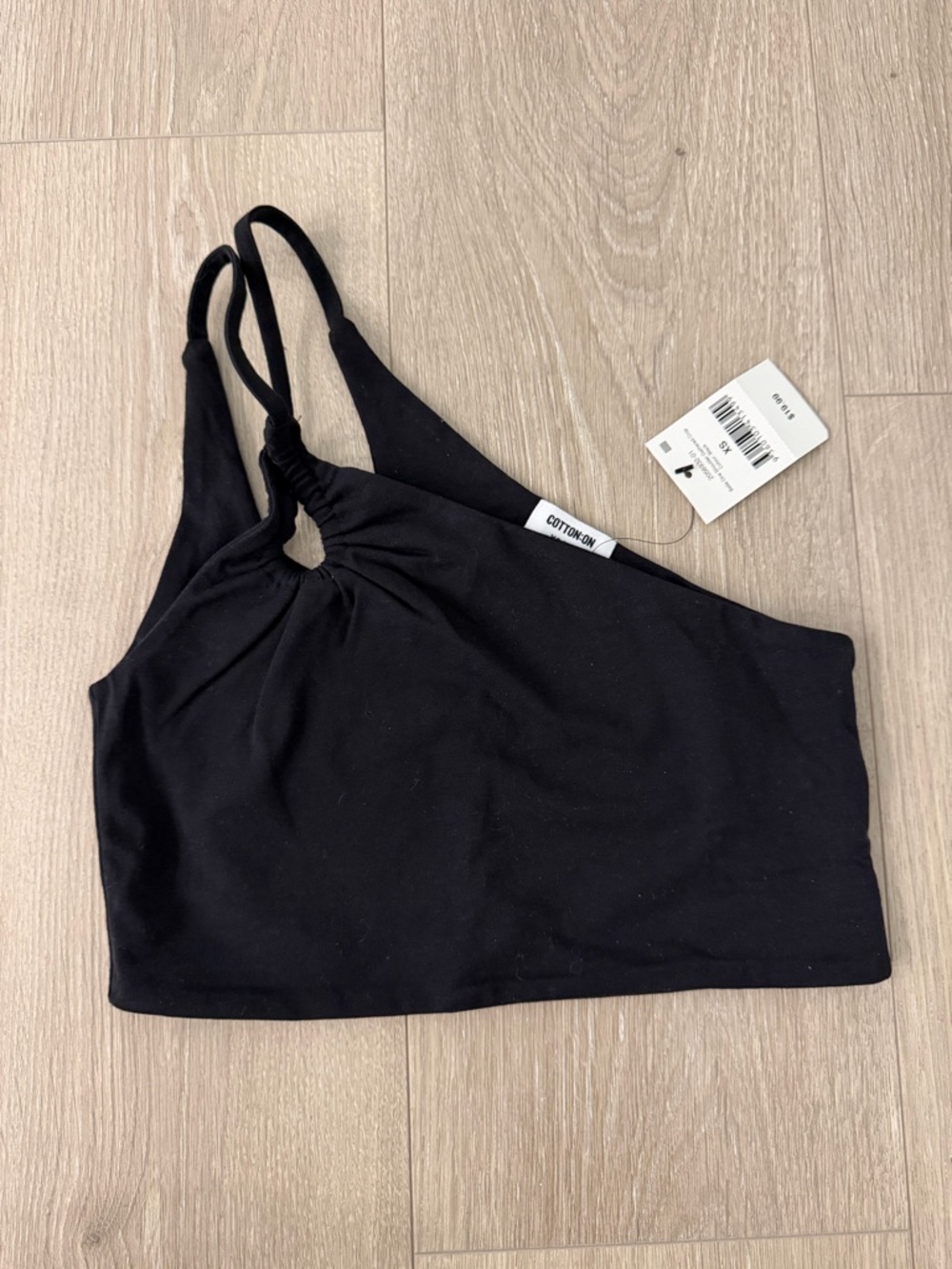 Cotton On Black Asymmetric One-Shoulder Crop